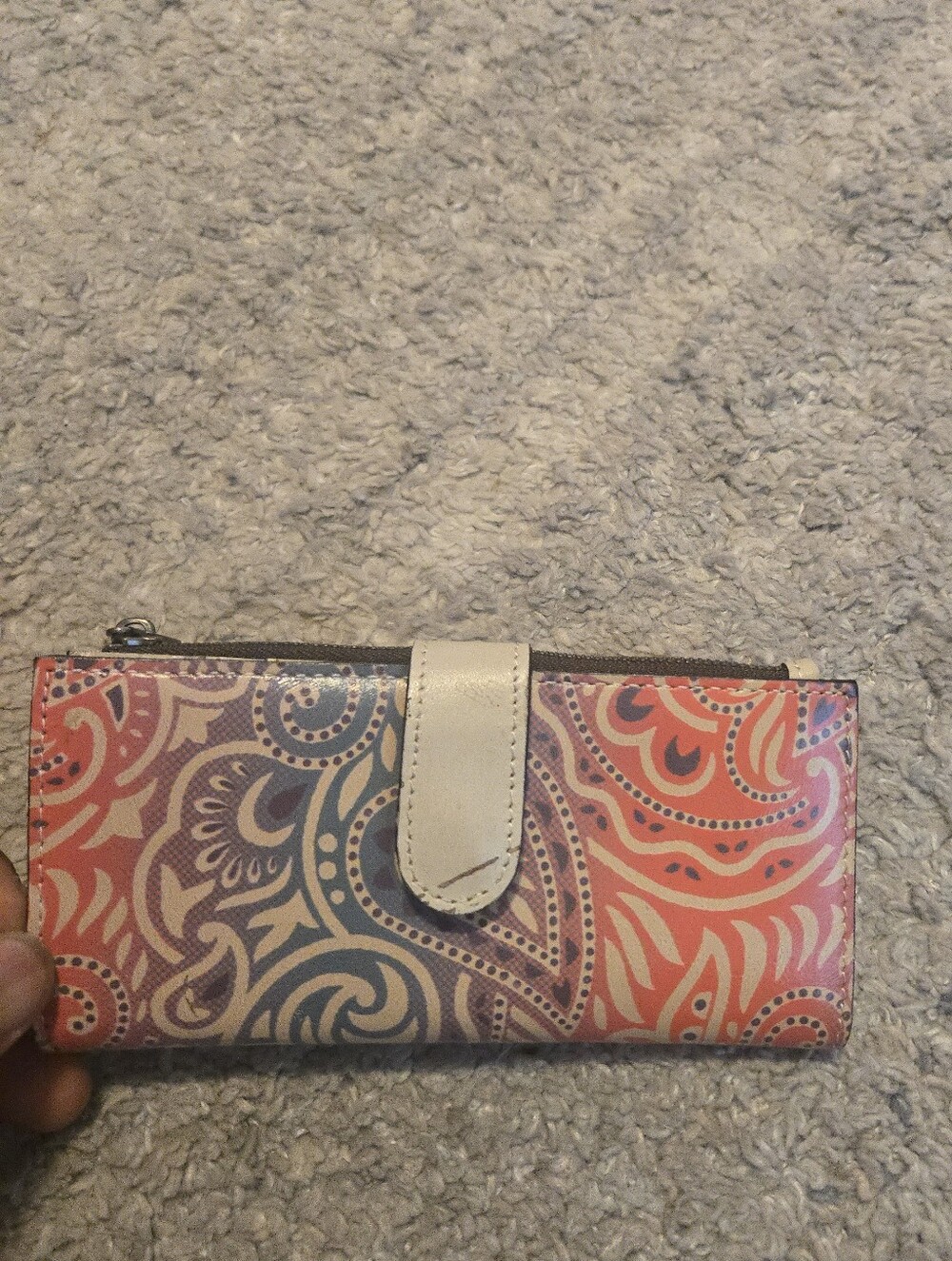 Patricia Nash Leather Slim Wallet Paisley Multi Color Floral Snap Clutch Organiz